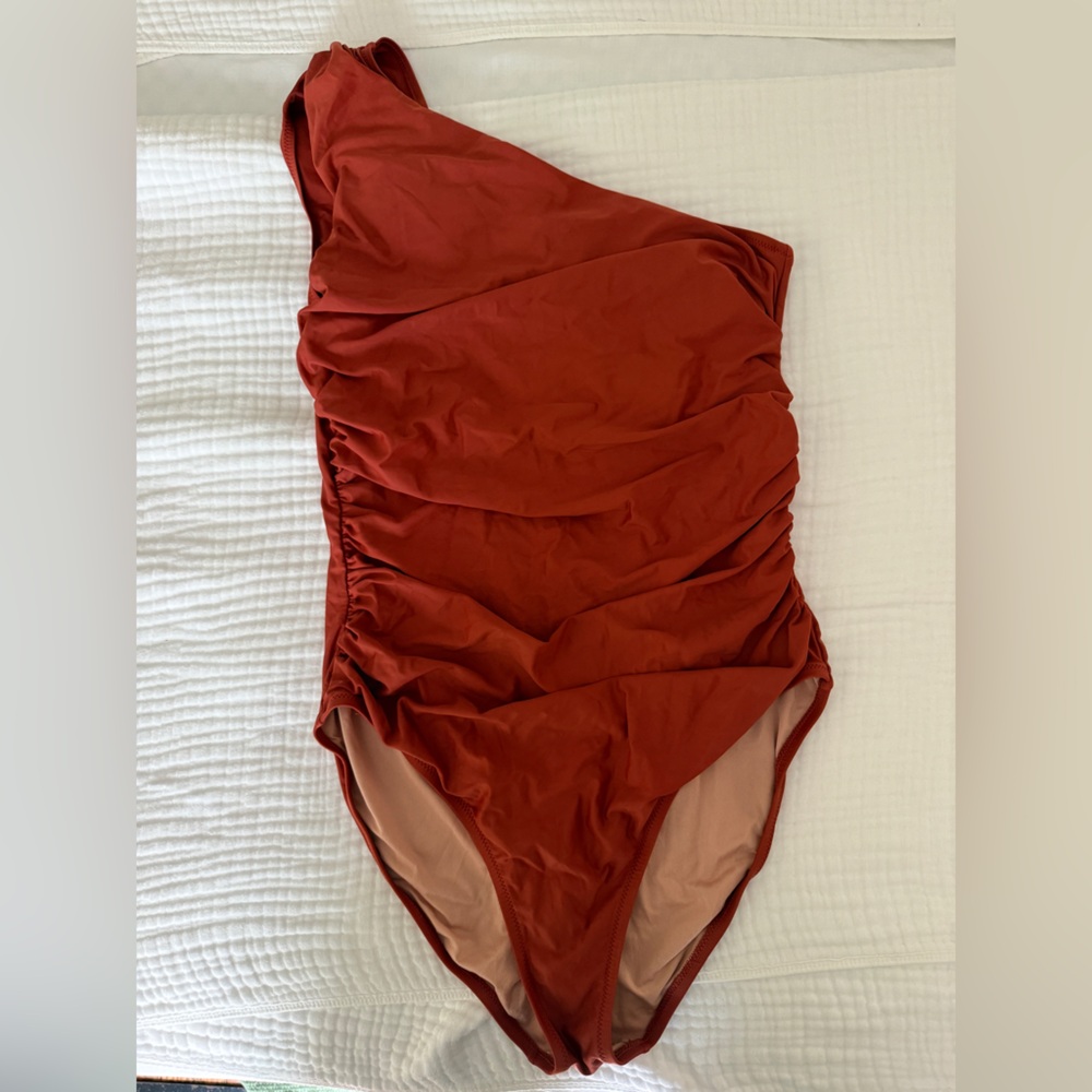 J. Crew One-Shoulder Rust Swim One Piece